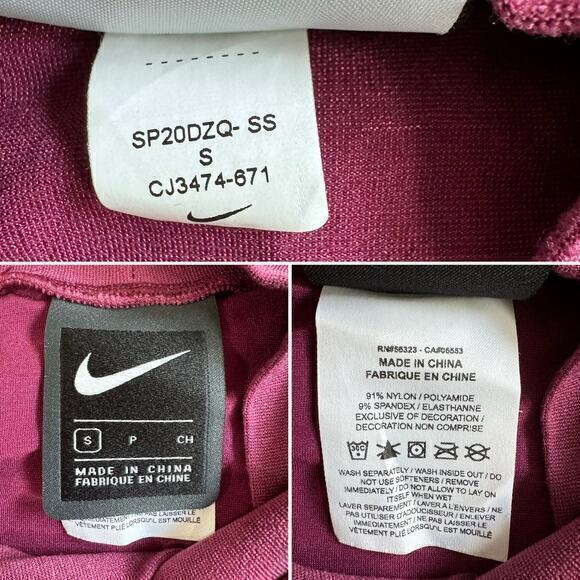 Nike City Ready Running Top Mock‎ Neck Burgundy Size S - Picture 5 of 6